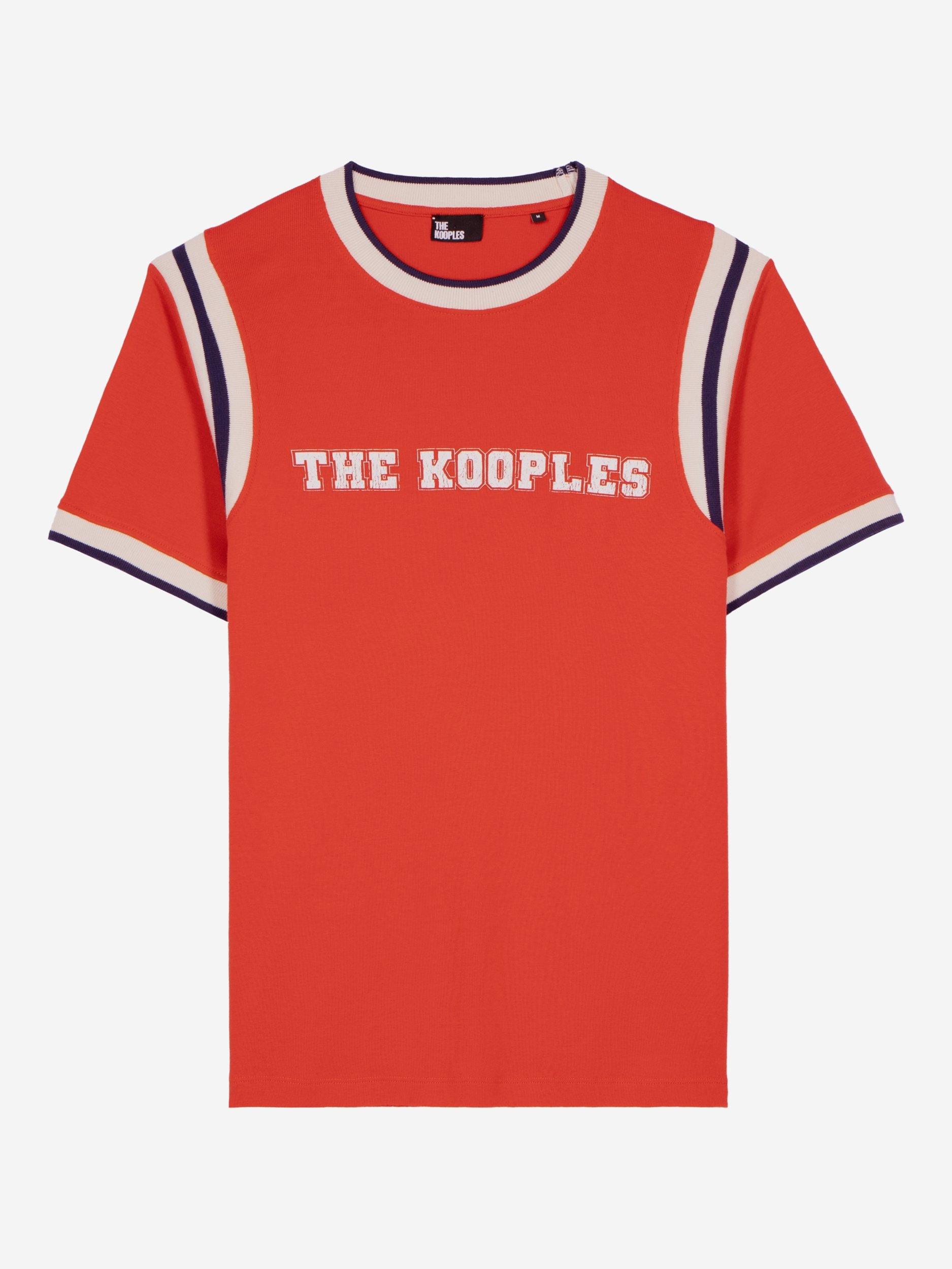 Product image 5 of 6, which shows THE KOOPLES Cotton Regular Fit Short Sleeve Varsity T-Shirt, Red, L