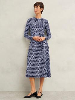 Hobbs Dakota Geometric Jersey Dress, Navy/Multi, Navy/Multi