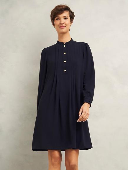 Hobbs Madeline Pleats Dress, Navy, Navy