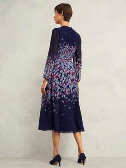 Hobbs Petite Aurora Floral Dress, Midnight/Multi - view 2, Midnight/Multi