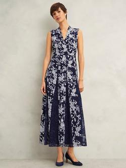Hobbs Petite Quin Floral Dress, Midnight/Ivory, Midnight/Ivory