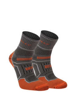 Hilly Twin Skin Anklet Running Socks, Dark Grey/Orange - view 2, Dark Grey/Orange