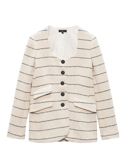 rag & bone Roslyn Stripe Tweed Blazer, Crm - view 2, Crm