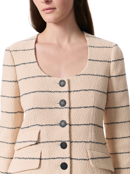 rag & bone Roslyn Stripe Tweed Blazer, Crm, Crm