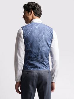 Ted Baker Riley Wool Rich Waistcoat, Navy Txt Puppytooth - view 2, Navy Txt Puppytooth