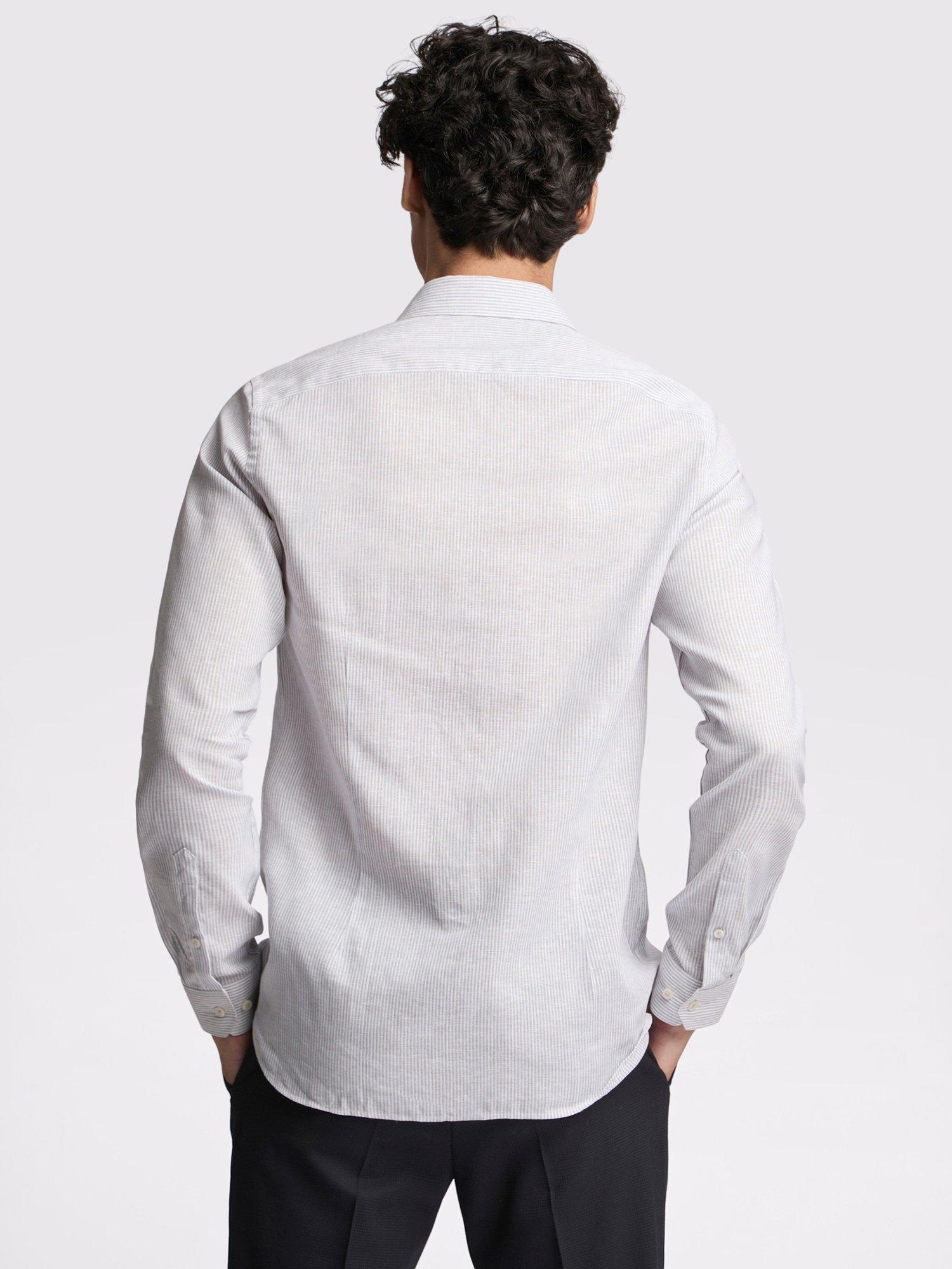 Product image 3 of 4, which shows Ted Baker Kay Linen Blend Slim Fit Stripe Shirt, Duck Egg, Duck Egg, 15/R