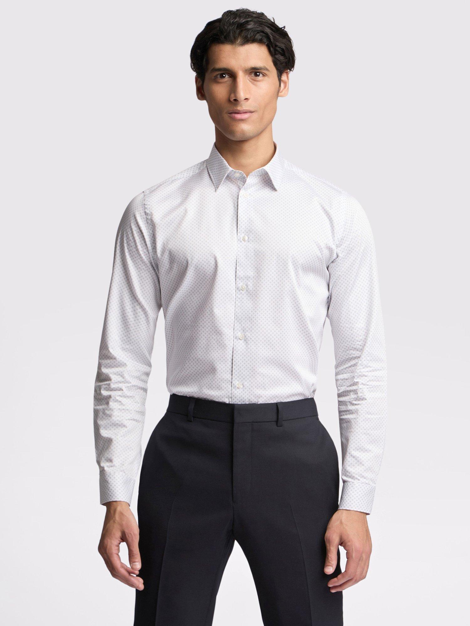 Product image 1 of 3, which shows Ted Baker Quinn Slim Fit Shirt, White Micro Diamond, 15/R