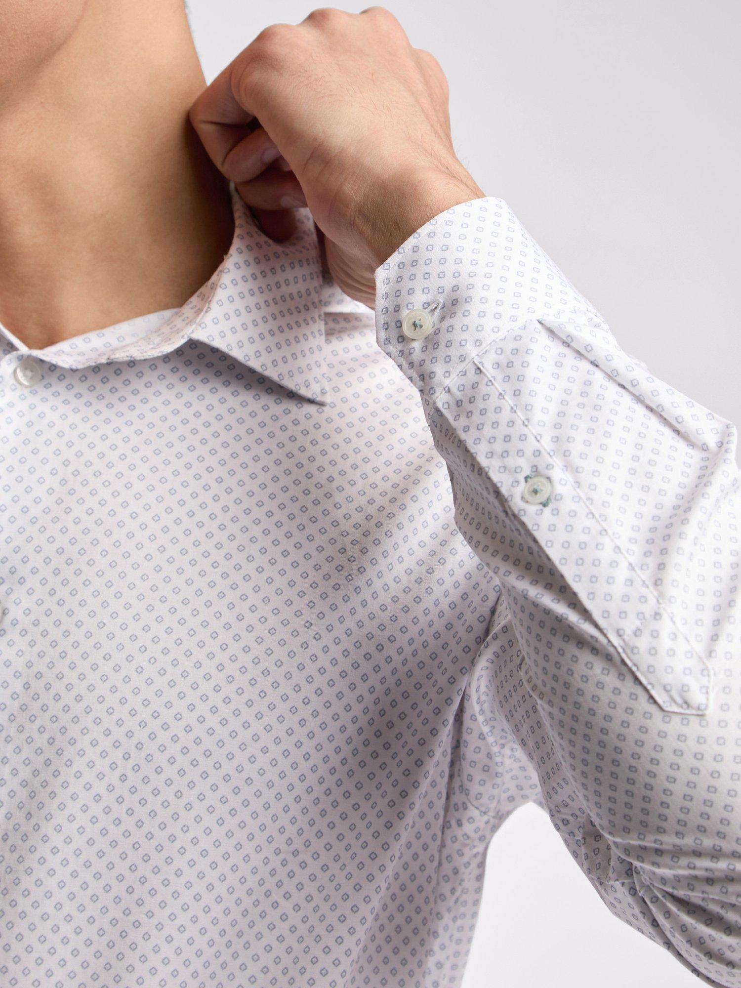 Product image 3 of 3, which shows Ted Baker Quinn Slim Fit Shirt, White Micro Diamond, 15/R