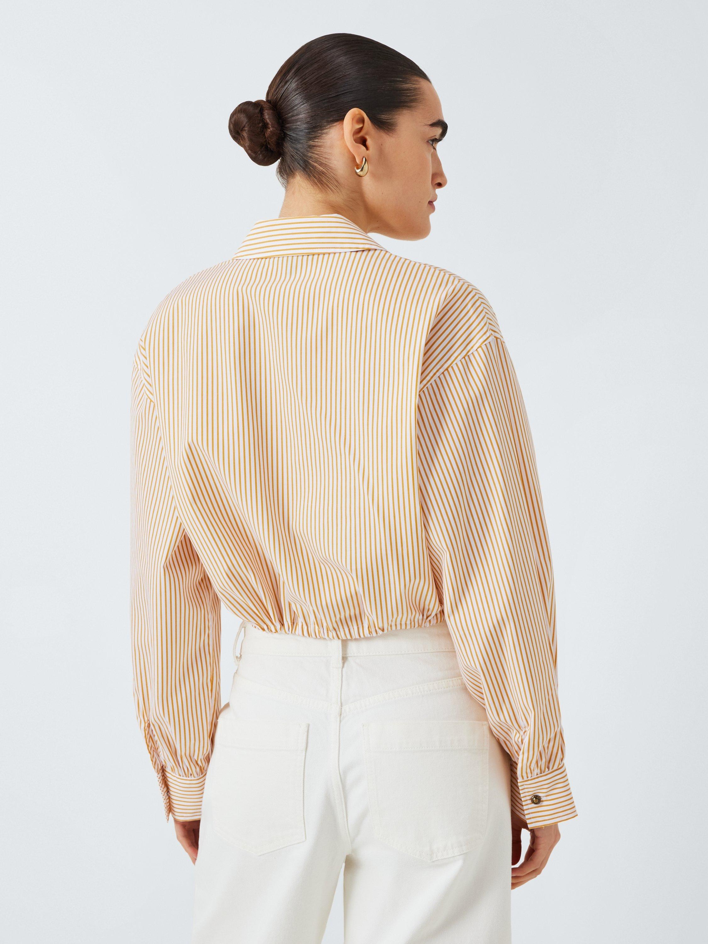 Product image 2 of 6, which shows rag & bone Georgie Stripe Poplin Cotton Shirt, Orange/White, XS