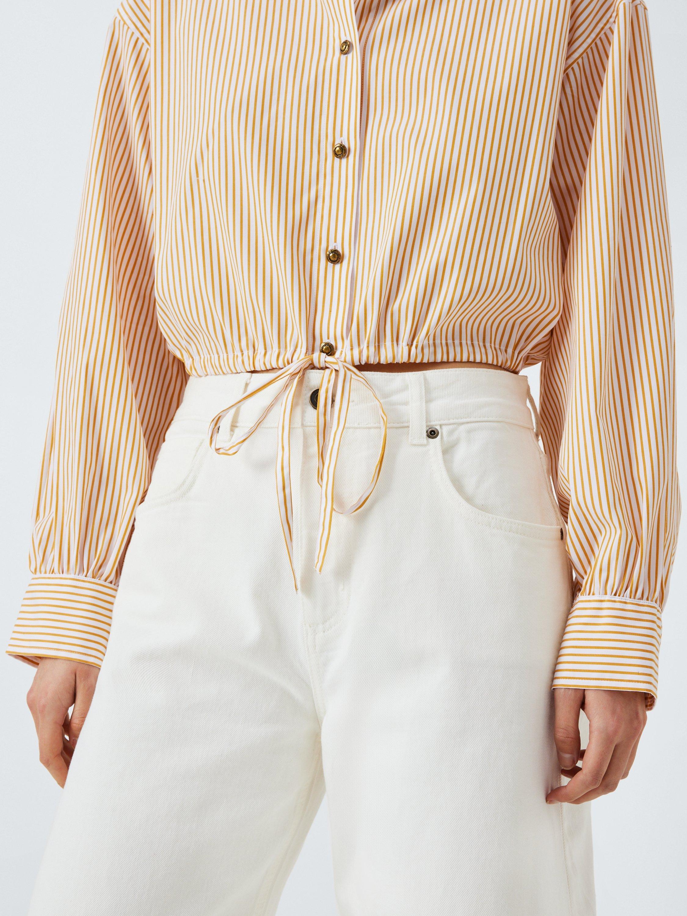 Product image 6 of 6, which shows rag & bone Georgie Stripe Poplin Cotton Shirt, Orange/White, XS