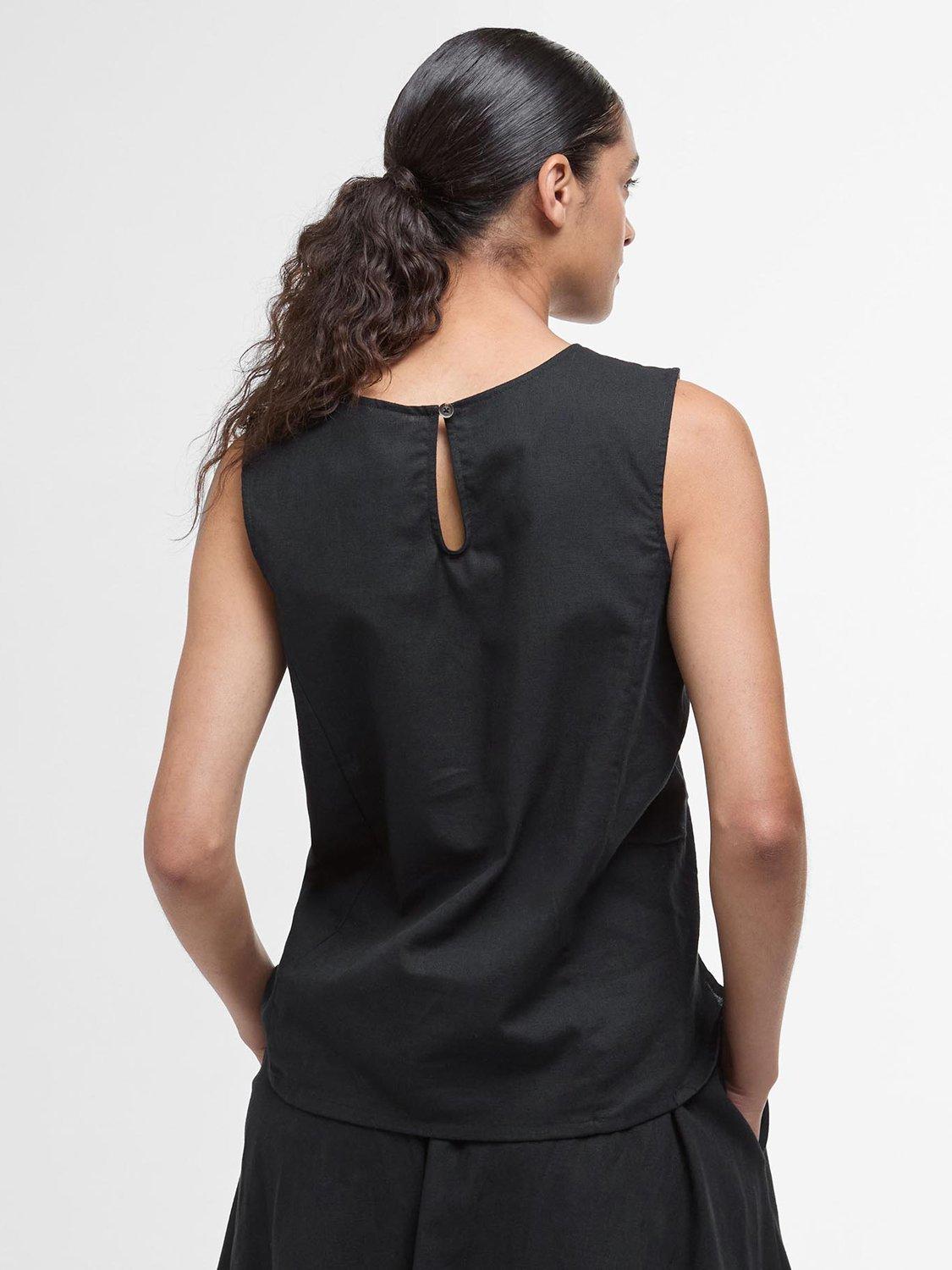 Product image 2 of 7, which shows Barbour Lucy Sleeveless Cotton Rich Top, Black, 16