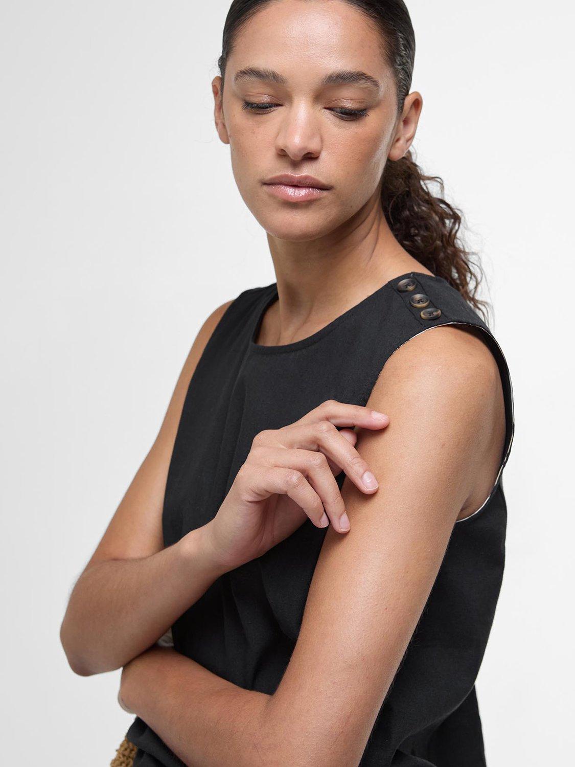 Product image 5 of 7, which shows Barbour Lucy Sleeveless Cotton Rich Top, Black, 16