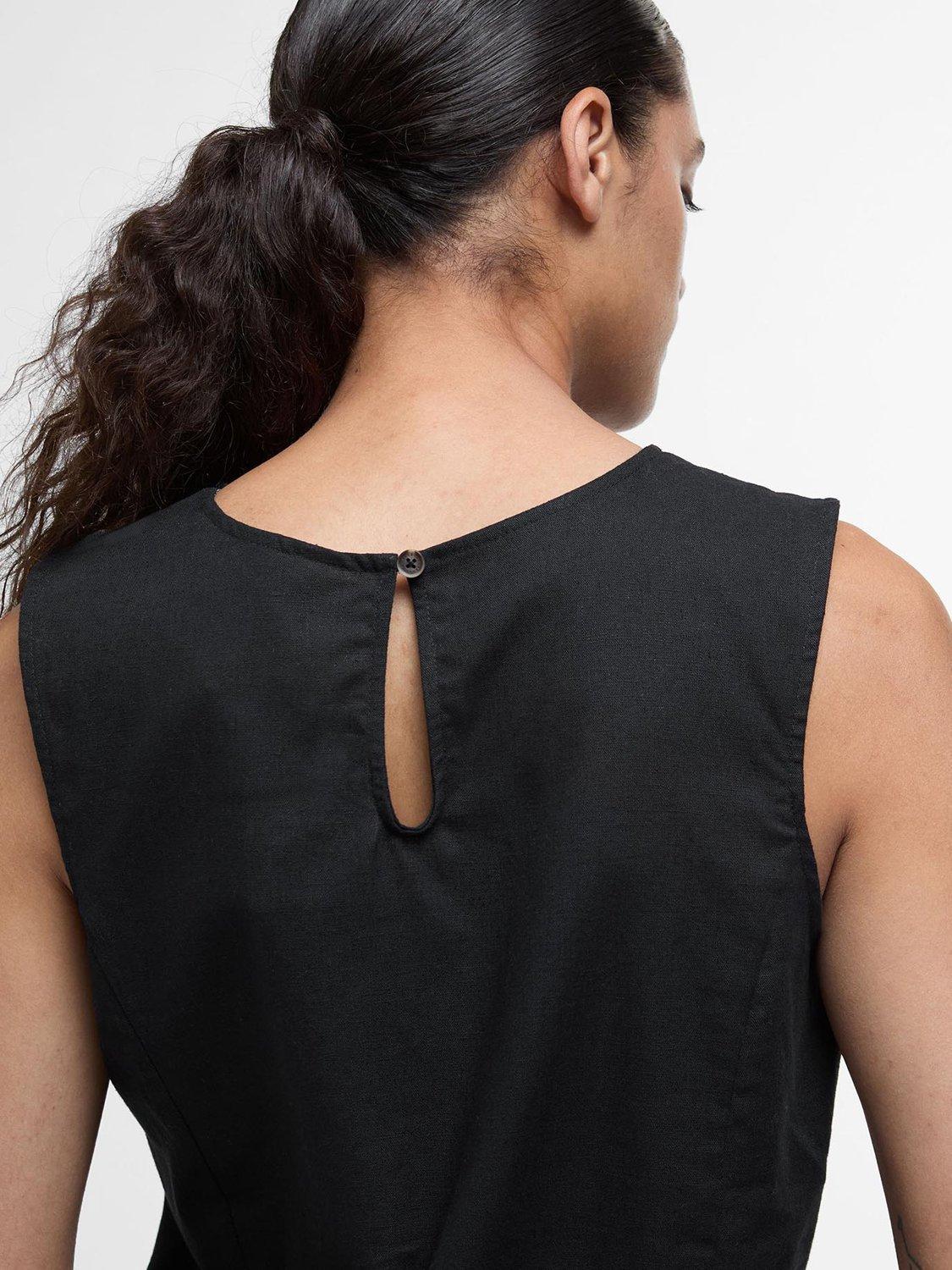 Product image 6 of 7, which shows Barbour Lucy Sleeveless Cotton Rich Top, Black, 16