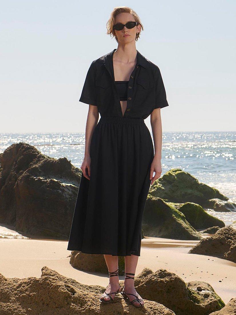 Product image 1 of 5, which shows Barbour Luna Cotton Blend Shirt, Black, 8