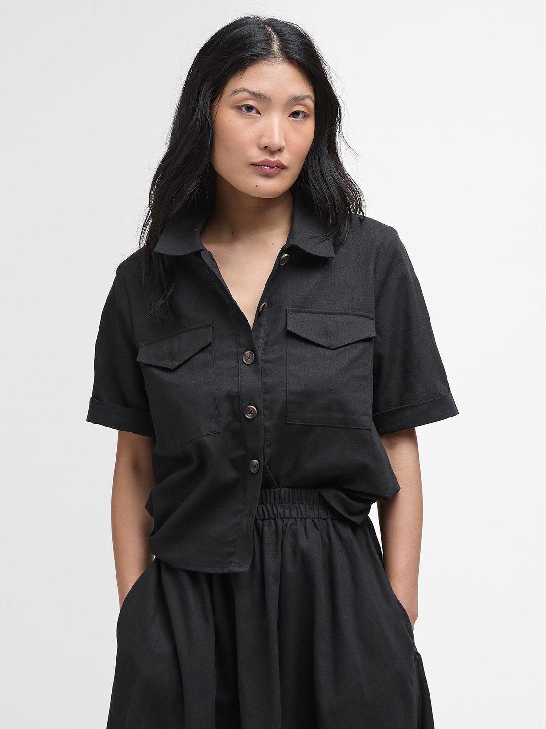 Product image 2 of 5, which shows Barbour Luna Cotton Blend Shirt, Black, 8