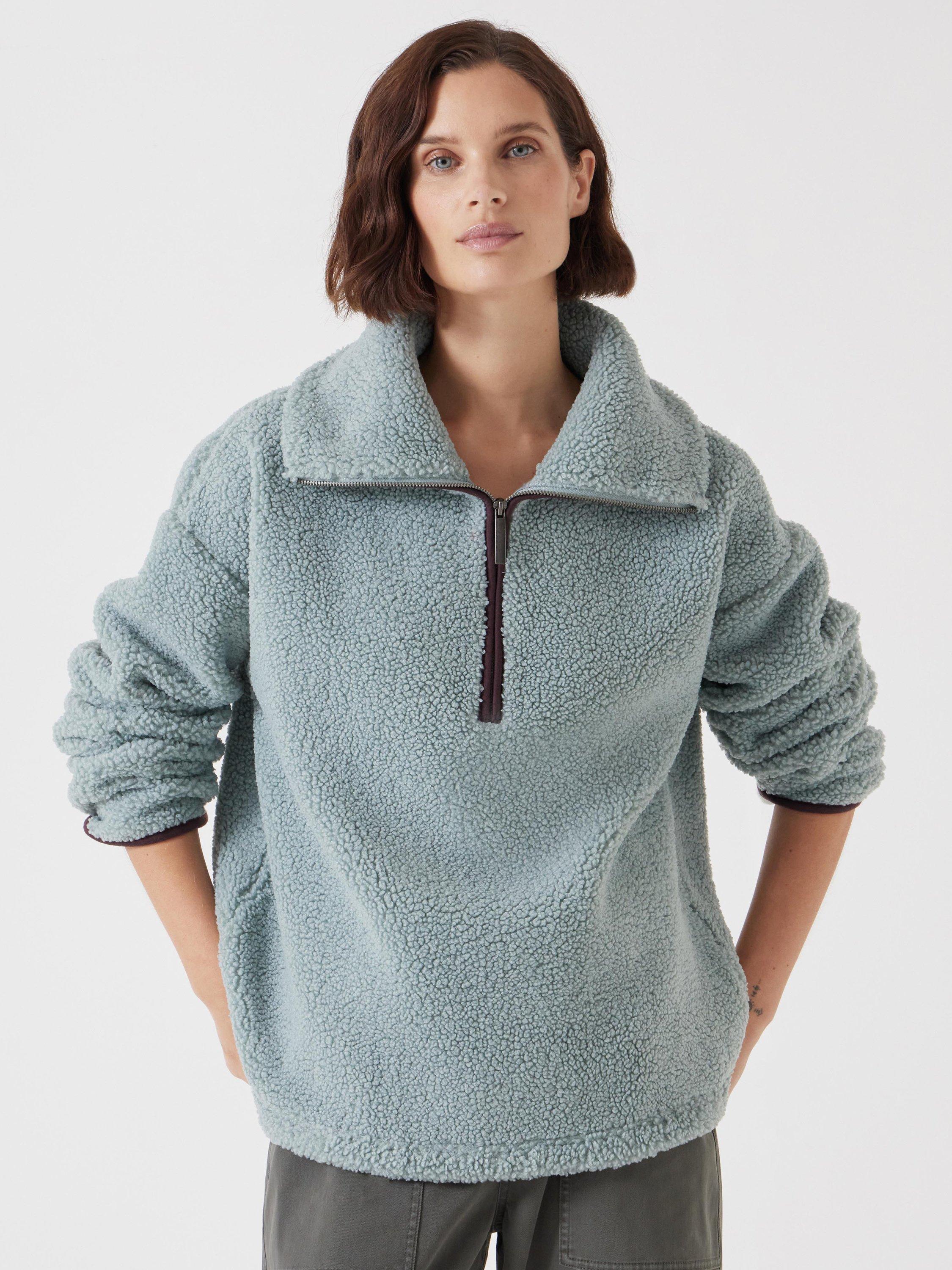 Product image 1 of 3, which shows HUSH Borg 1/2 Zip Sweatshirt, Grey, S-M