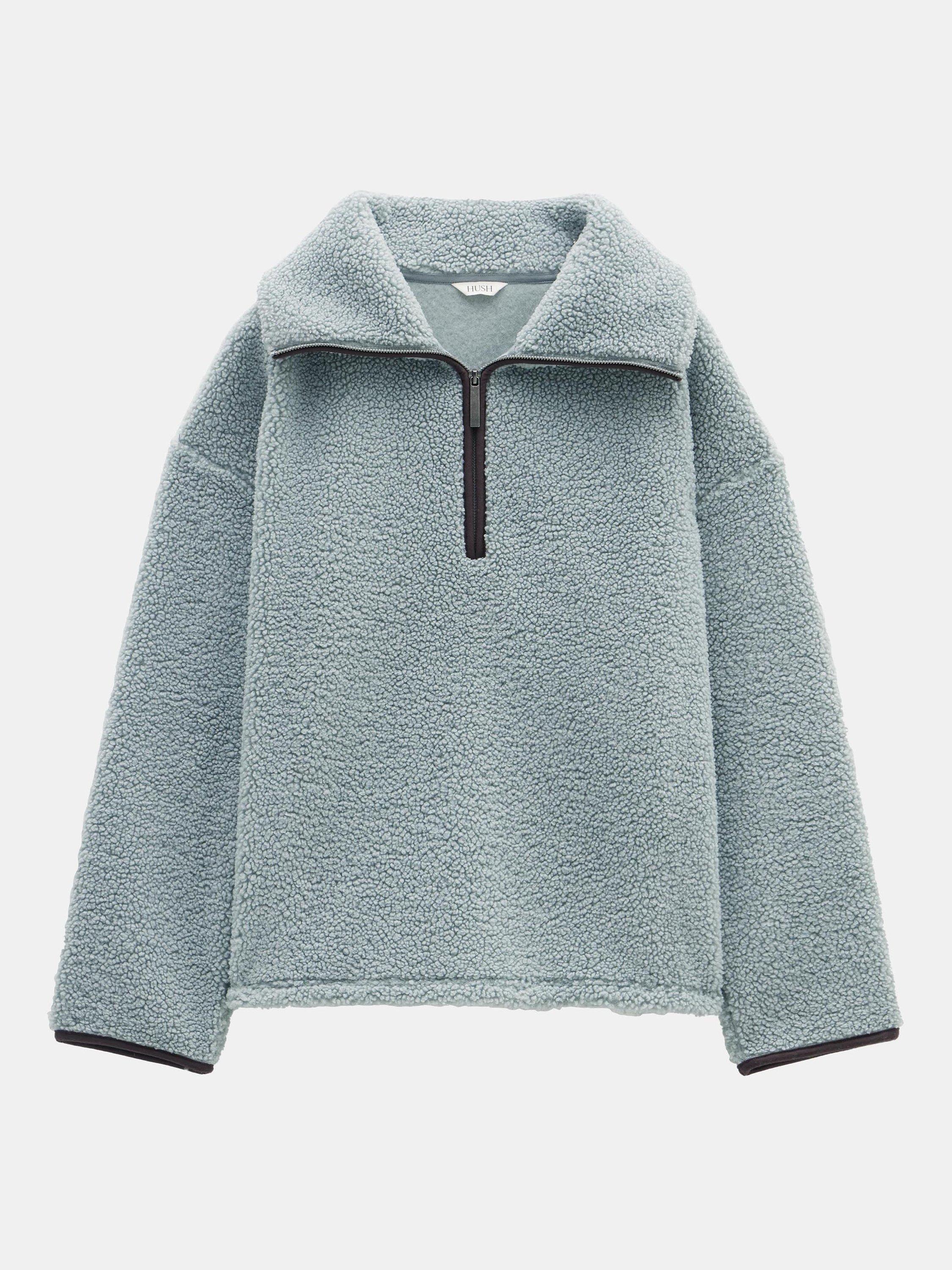 Product image 3 of 3, which shows HUSH Borg 1/2 Zip Sweatshirt, Grey, S-M