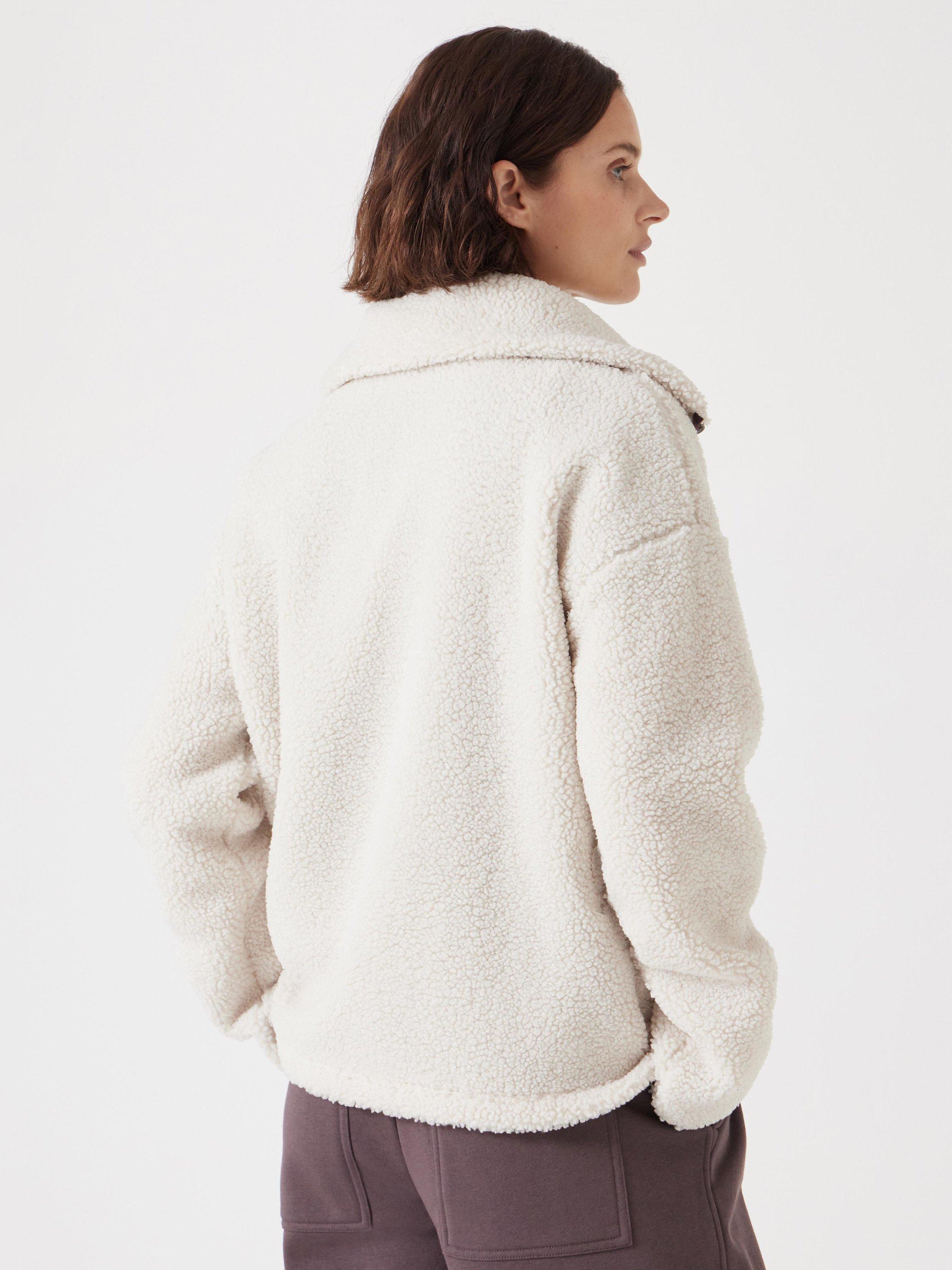 Product image 2 of 3, which shows HUSH Borg 1/2 Zip Sweatshirt, Cream, XS-S