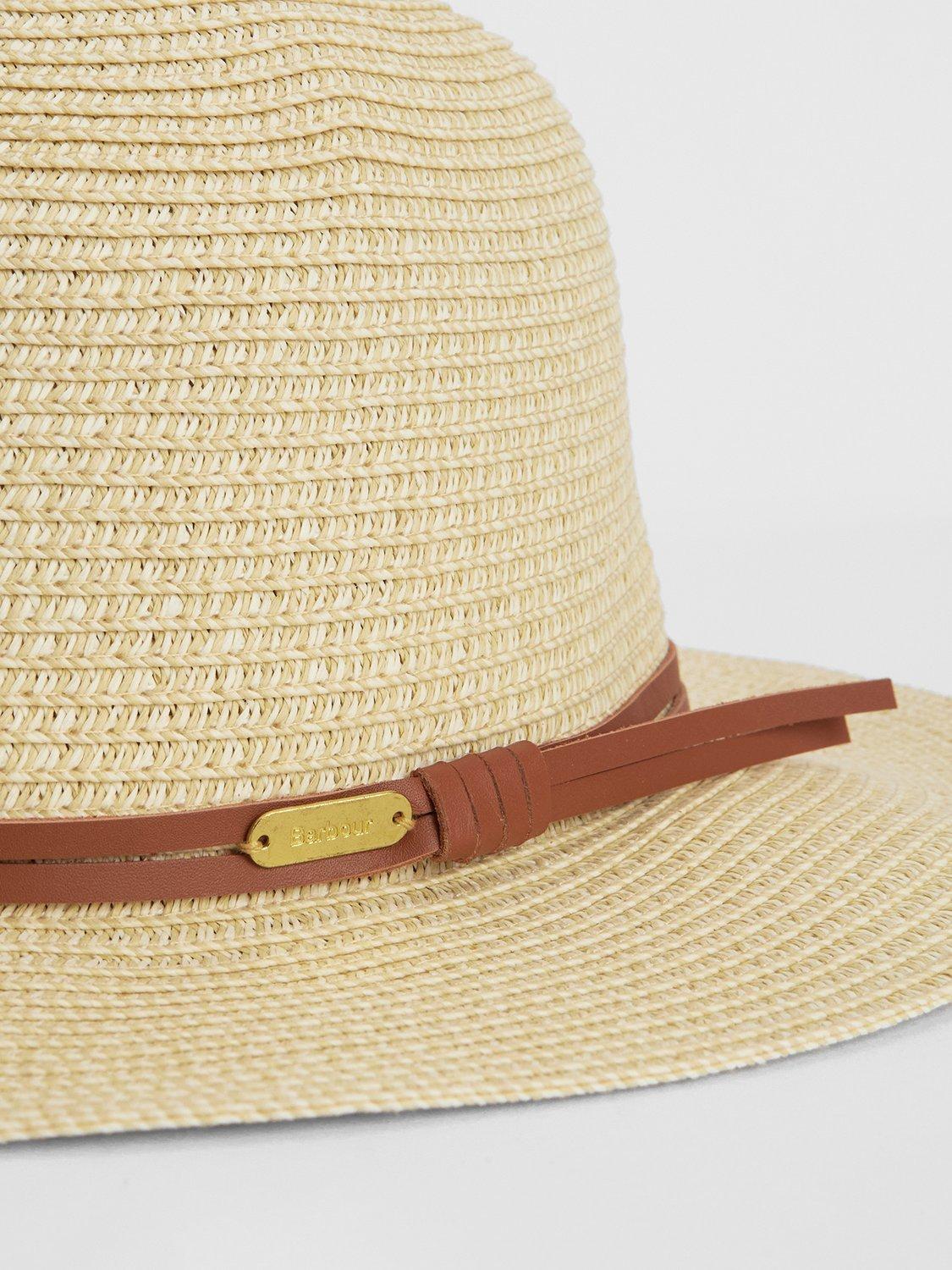 Product image 3 of 3, which shows Barbour Evelyn Braid Trilby Hat, Natural, S
