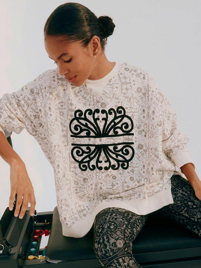 Product image 2 of 7, which shows Never Fully Dressed Map Print Sweatshirt, Cream/Black, 6