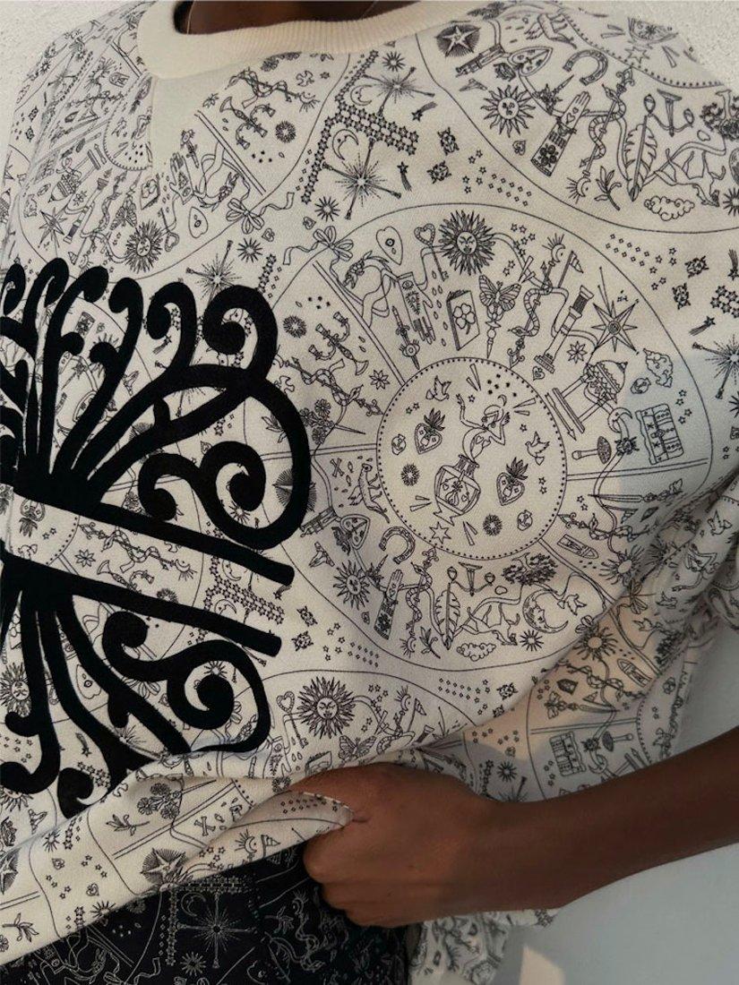 Product image 4 of 7, which shows Never Fully Dressed Map Print Sweatshirt, Cream/Black, 6