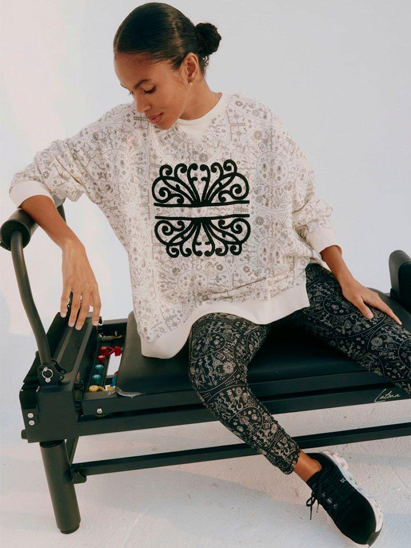 Product image 7 of 7, which shows Never Fully Dressed Map Print Sweatshirt, Cream/Black, 6