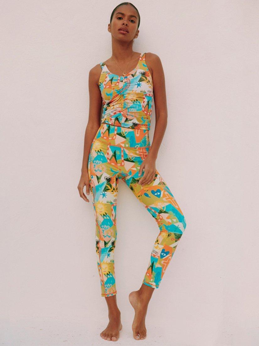 Product image 1 of 8, which shows Never Fully Dressed Hope Print Sports Leggings, Multi, 6