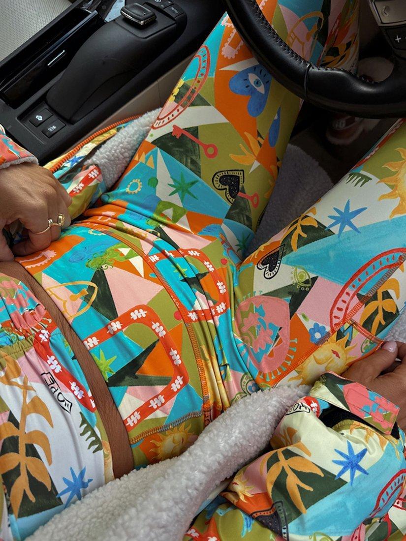 Product image 7 of 8, which shows Never Fully Dressed Hope Print Sports Leggings, Multi, 6