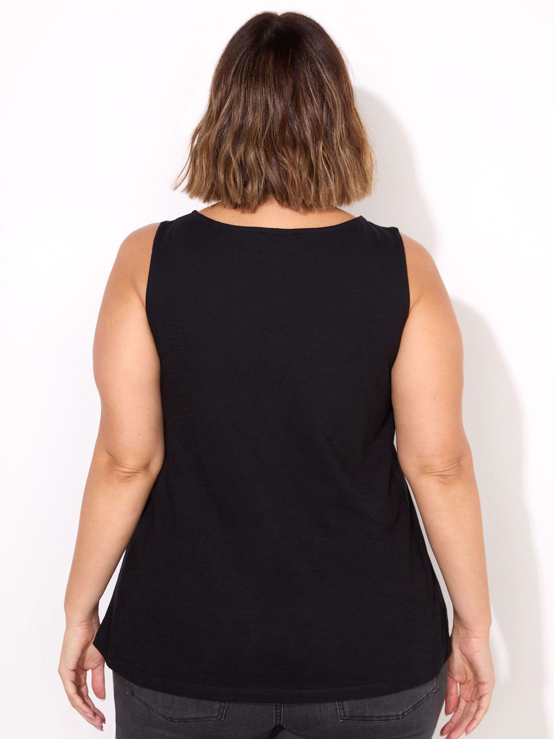 Product image 3 of 3, which shows Live Unlimited Round Neck Slub Vest Top, Black, 12