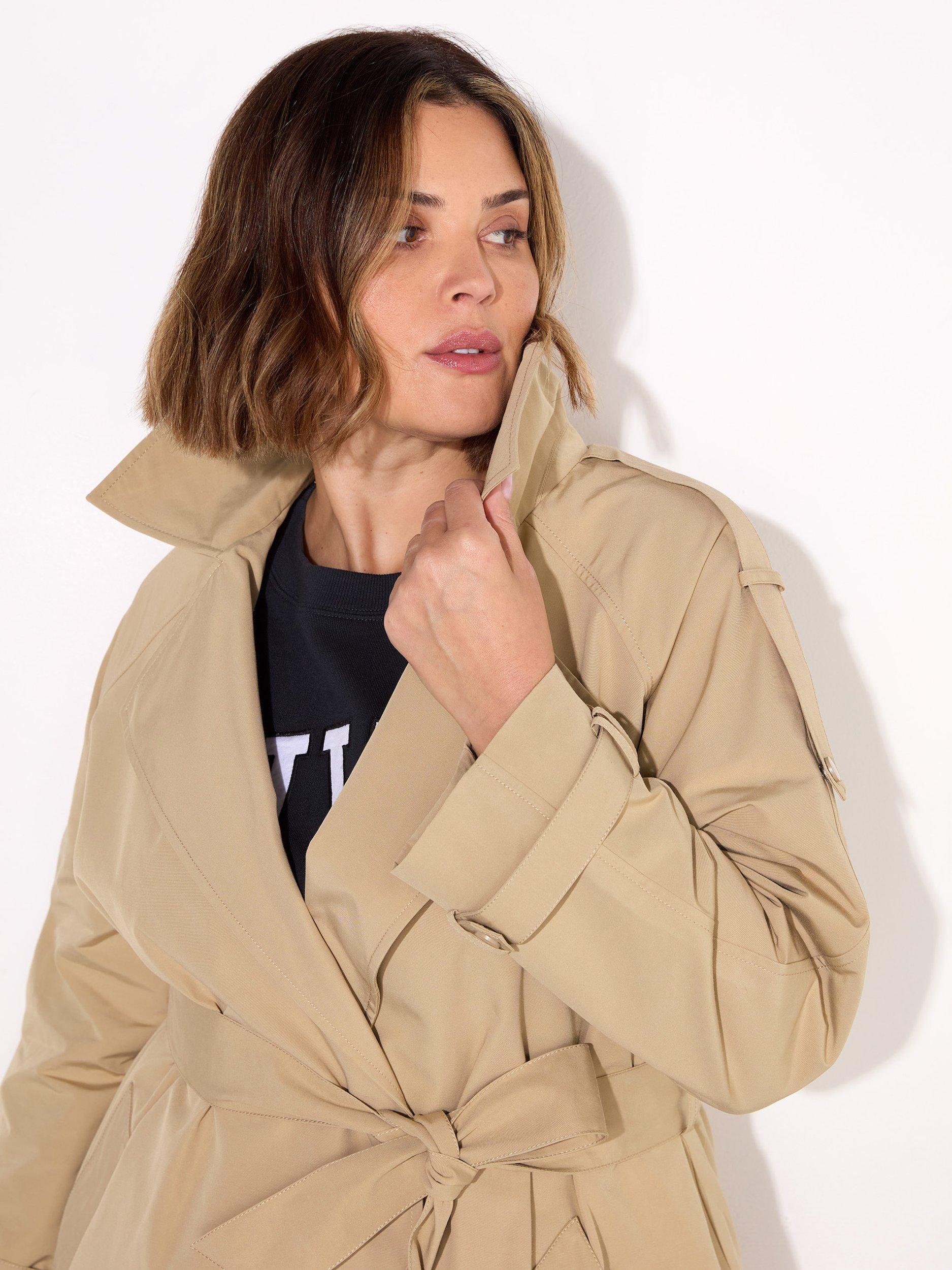 Product image 3 of 7, which shows Live Unlimited Curve Classic Longline Trench Coat, Beige, 14