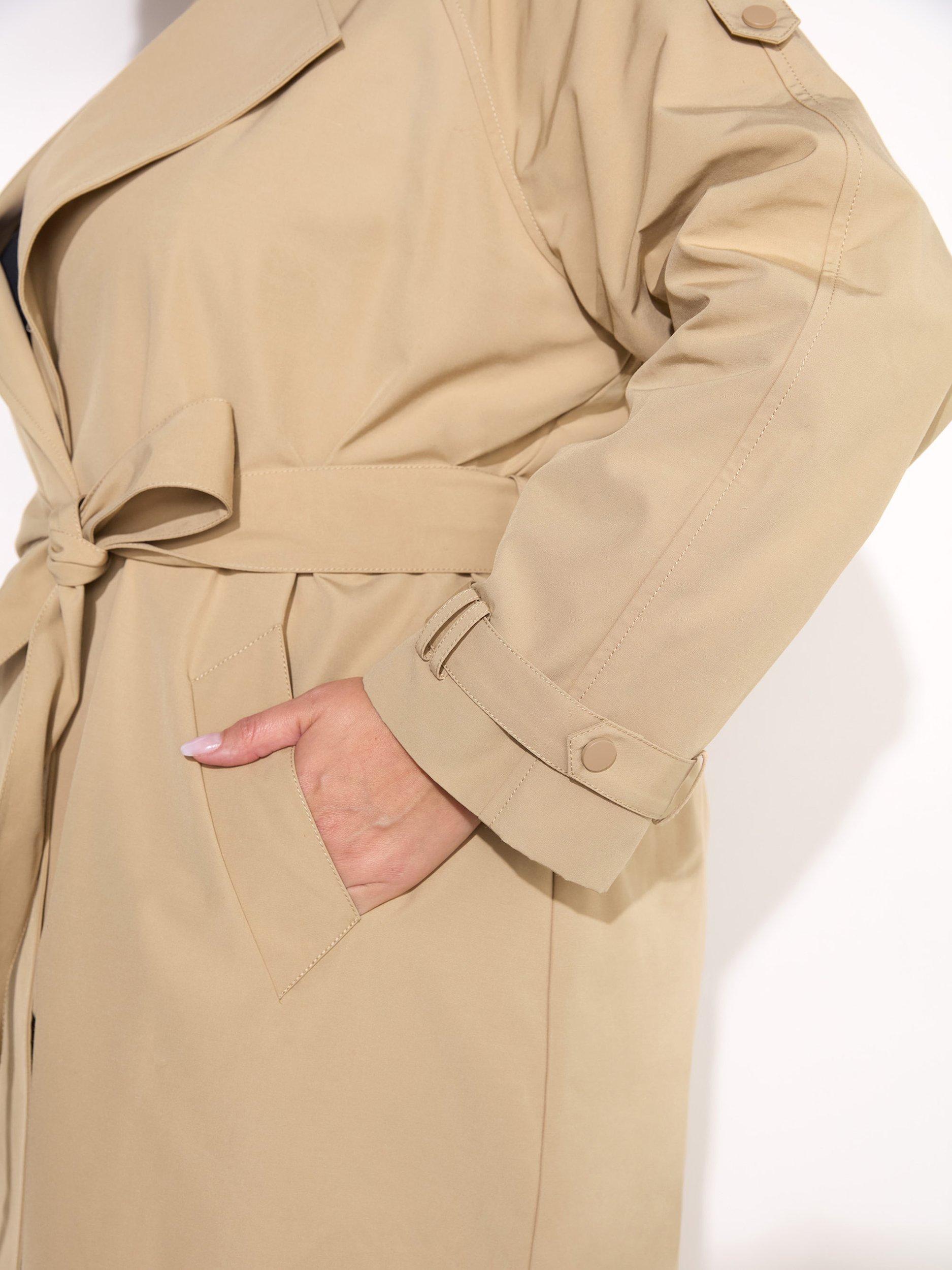 Product image 4 of 7, which shows Live Unlimited Curve Classic Longline Trench Coat, Beige, 14