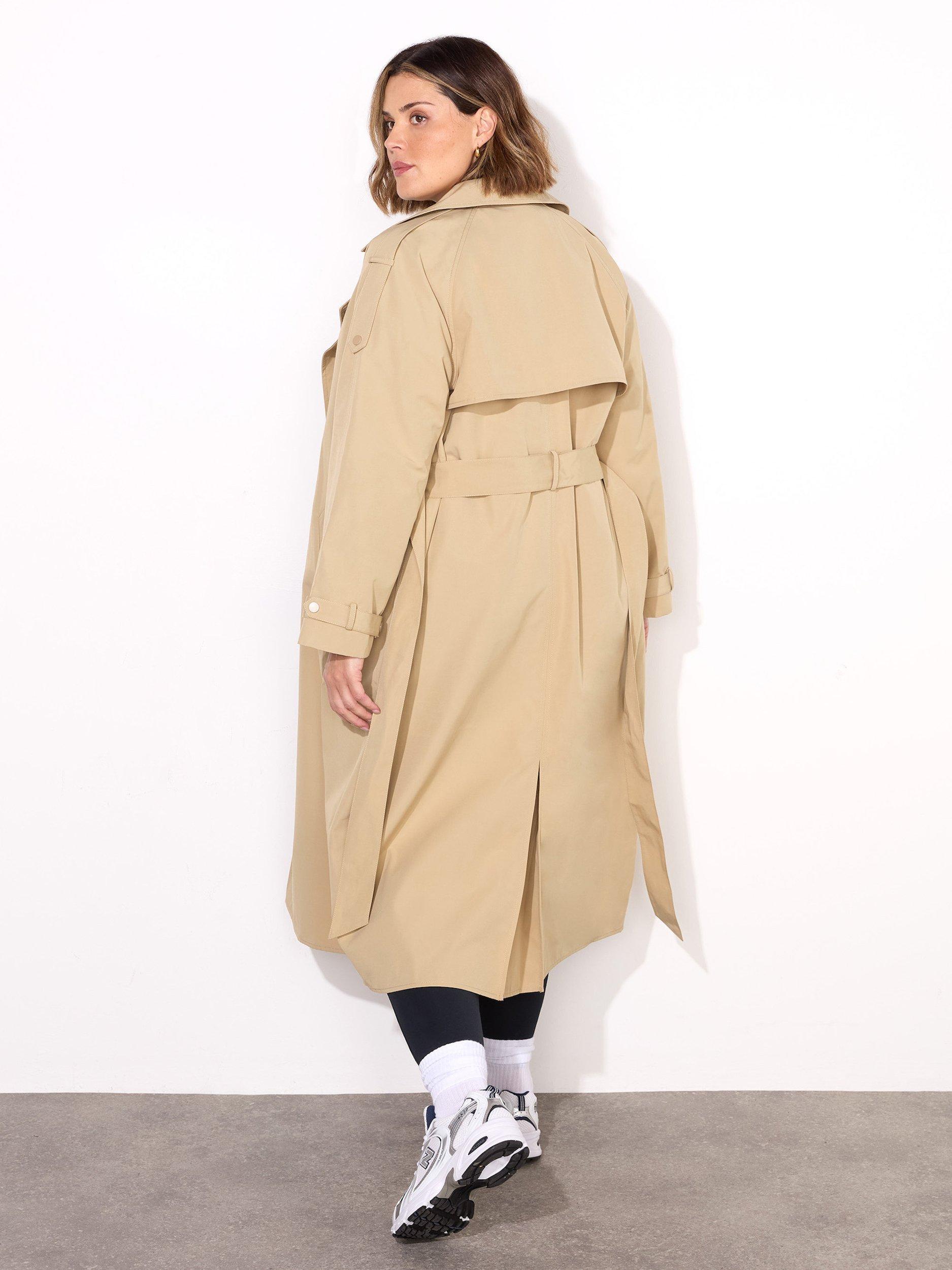 Product image 7 of 7, which shows Live Unlimited Curve Classic Longline Trench Coat, Beige, 14