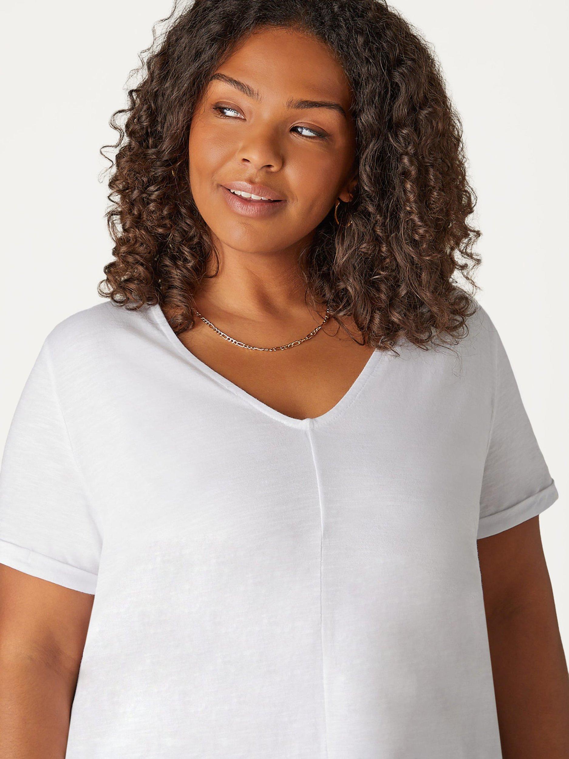 Product image 2 of 3, which shows Live Unlimited Slub V-Neck T-Shirt, White, 12