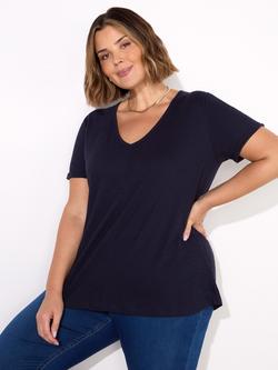 Live Unlimited Slub V-Neck T-Shirt, Blue, Blue