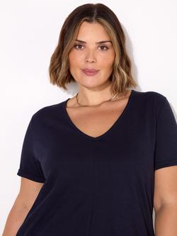 Live Unlimited Slub V-Neck T-Shirt, Blue - view 2, Blue