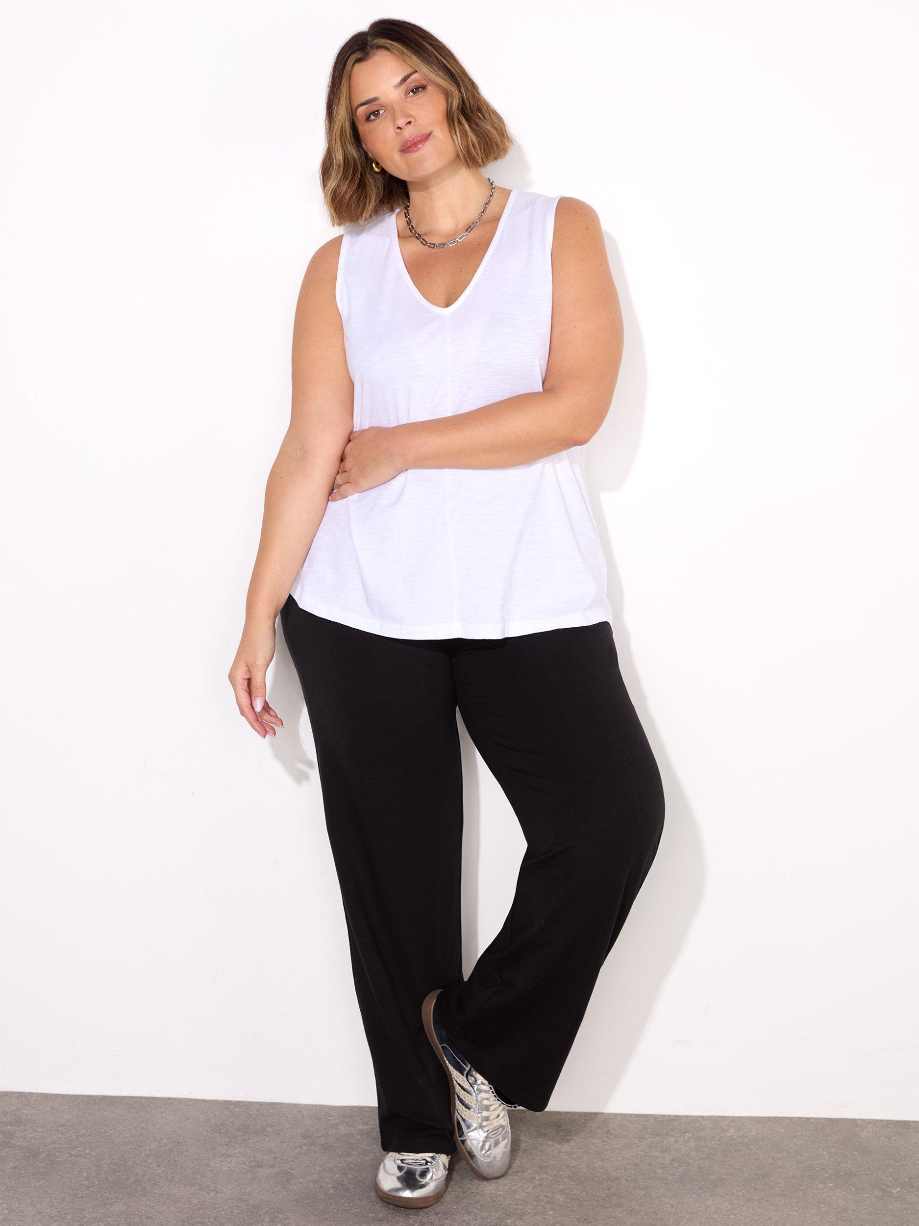 Product image 1 of 3, which shows Live Unlimited Slub V-Neck Vest Top, White, 12