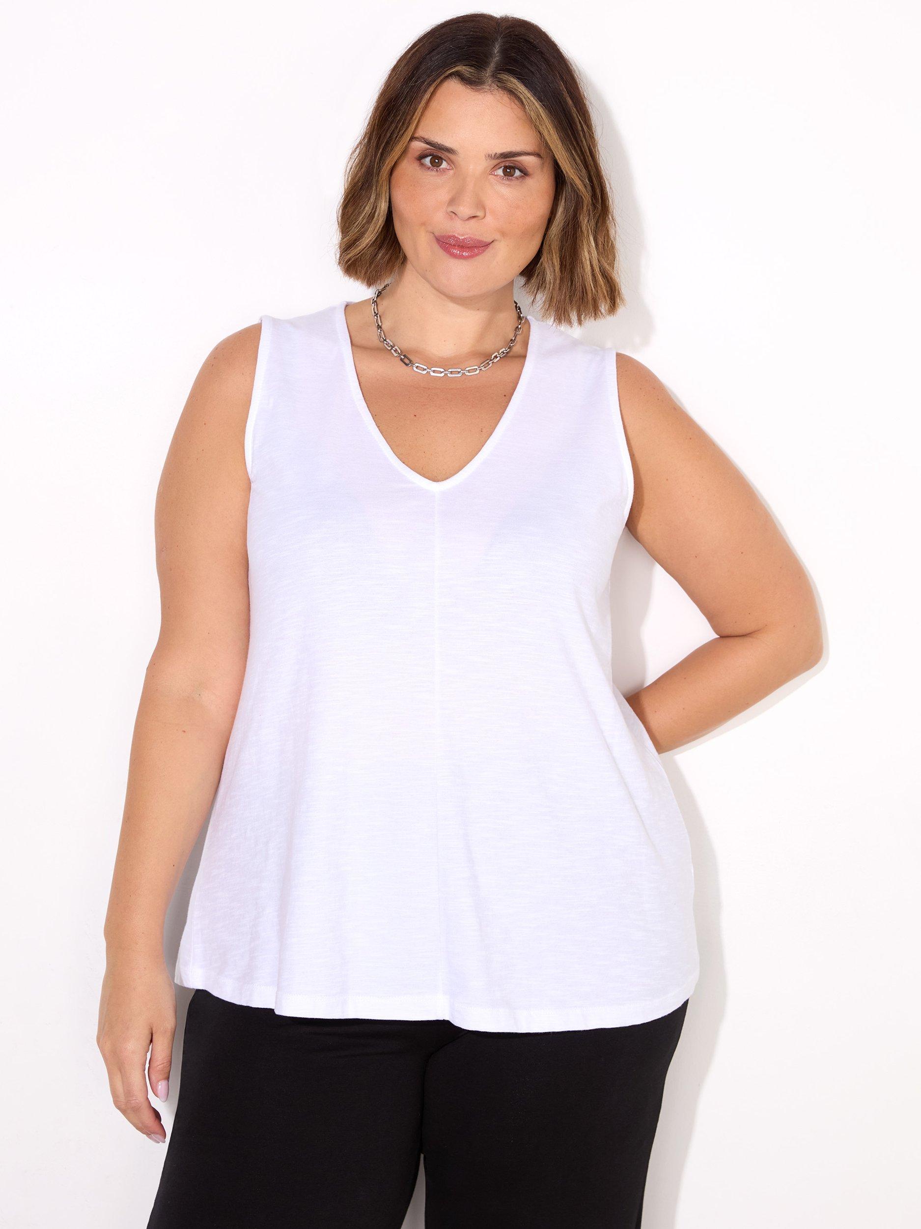 Product image 2 of 3, which shows Live Unlimited Slub V-Neck Vest Top, White, 12