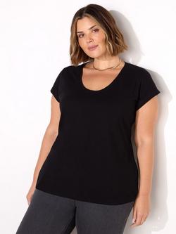 Live Unlimited Slub Scoop Neck T-Shirt, Black