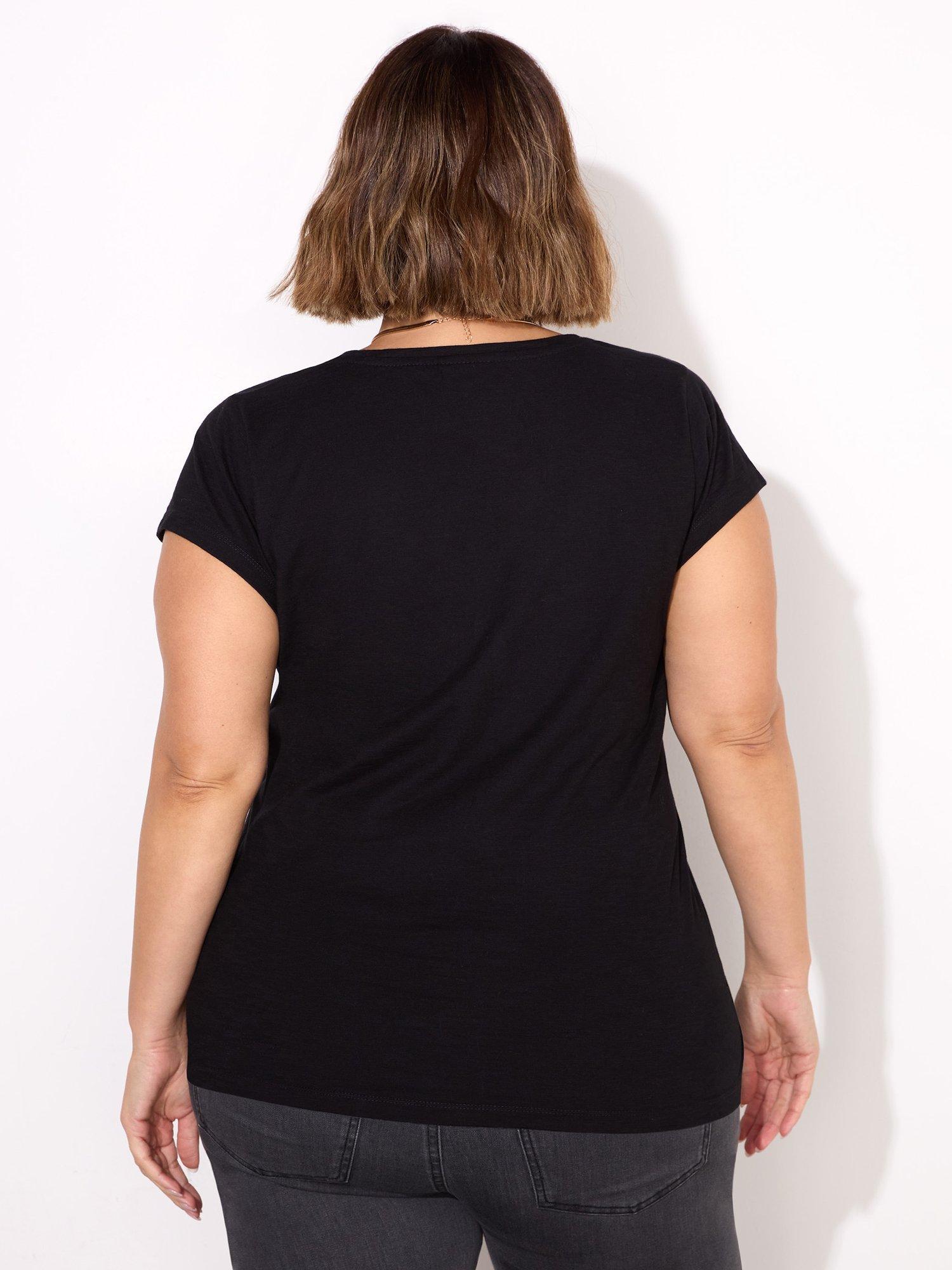 Product image 2 of 2, which shows Live Unlimited Slub Scoop Neck T-Shirt, Black, 12