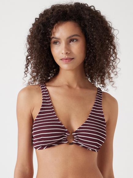 HUSH Crinkle Ring Bikini Top, Red - view 2, Red