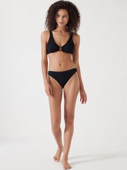 HUSH Crinkle Ring Bikini Top, Coral Pink, Black