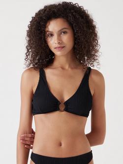 HUSH Crinkle Ring Bikini Top, Coral Pink - view 2, Black