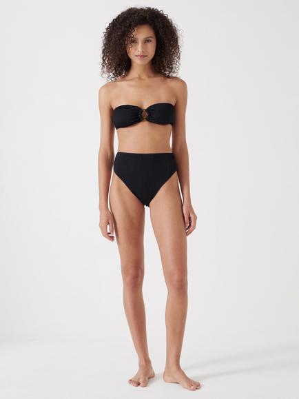HUSH Harper High Waist Bikini Bottoms, Coral Pink, Black