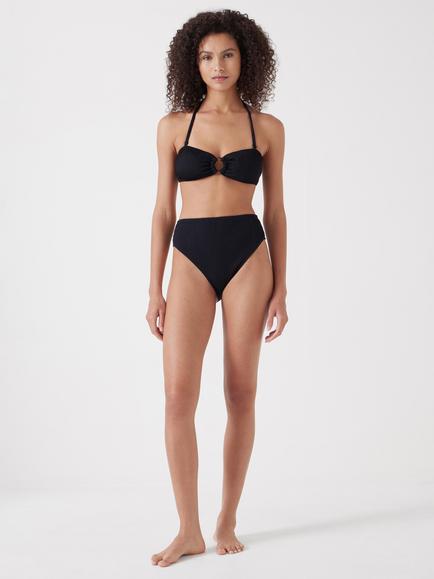 HUSH Ring Bandeau Bikini Top, Black, Black
