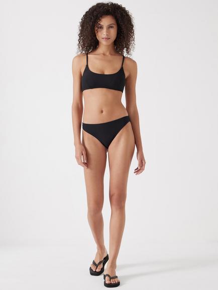 HUSH Square Neck Textured Bikini Top, Black