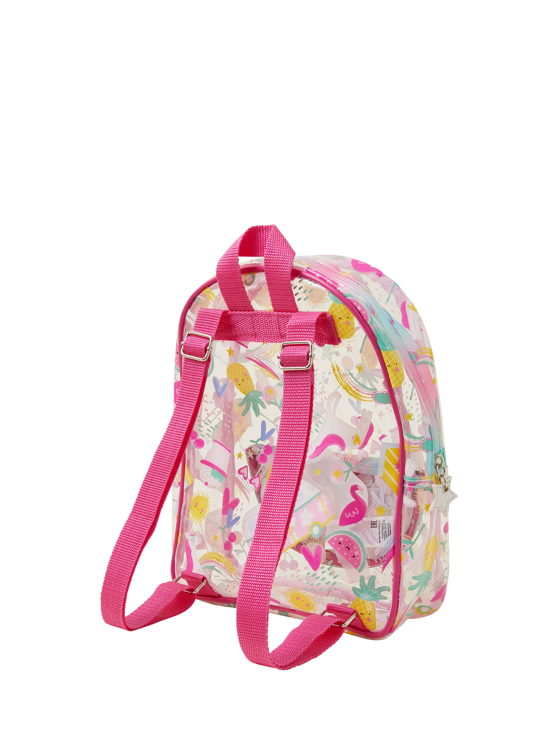 Product image 2 of 4, which shows Angels by Accessorize Kids' Tropical Print Jelly Backpack, Pink/Multi, One Size