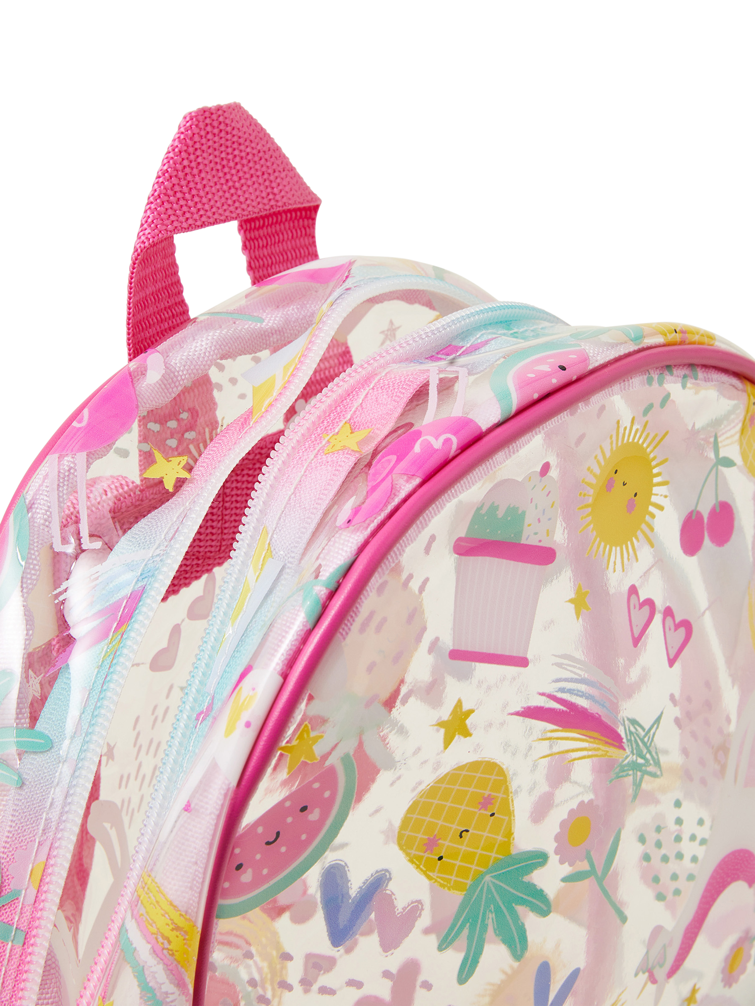 Product image 3 of 4, which shows Angels by Accessorize Kids' Tropical Print Jelly Backpack, Pink/Multi, One Size