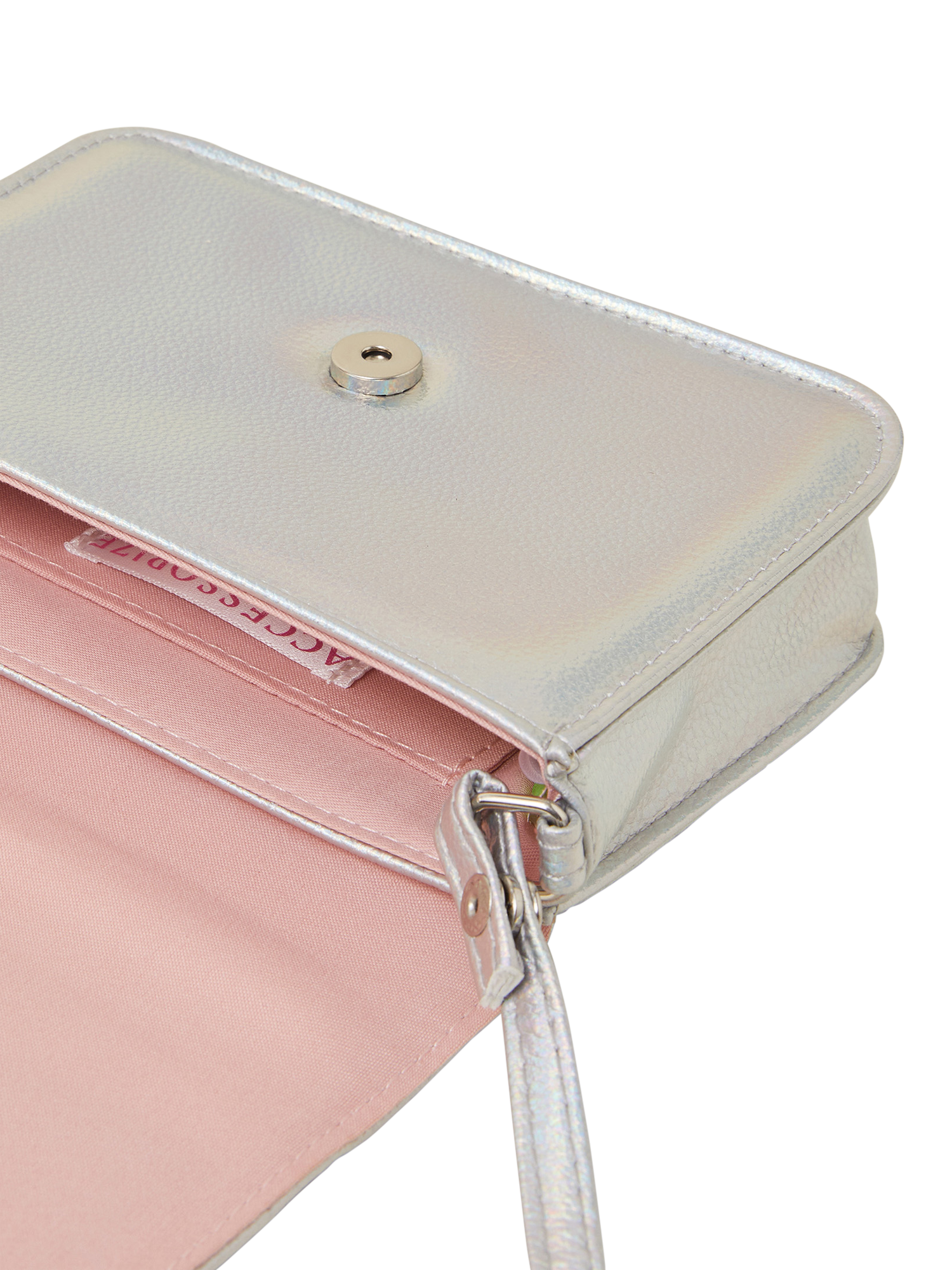 Product image 4 of 4, which shows Angels by Accessorize Kids' Metallic Unicorn Crossbody Bag, Silver/Multi