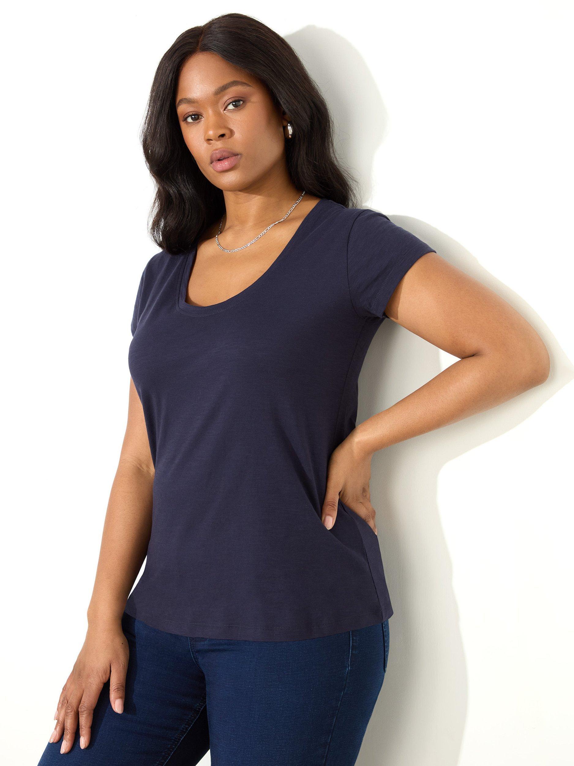 Product image 2 of 3, which shows Live Unlimited Slub Scoop Neck T-Shirt, Blue, 12