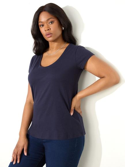 Live Unlimited Slub Scoop Neck T-Shirt - view 2, Blue